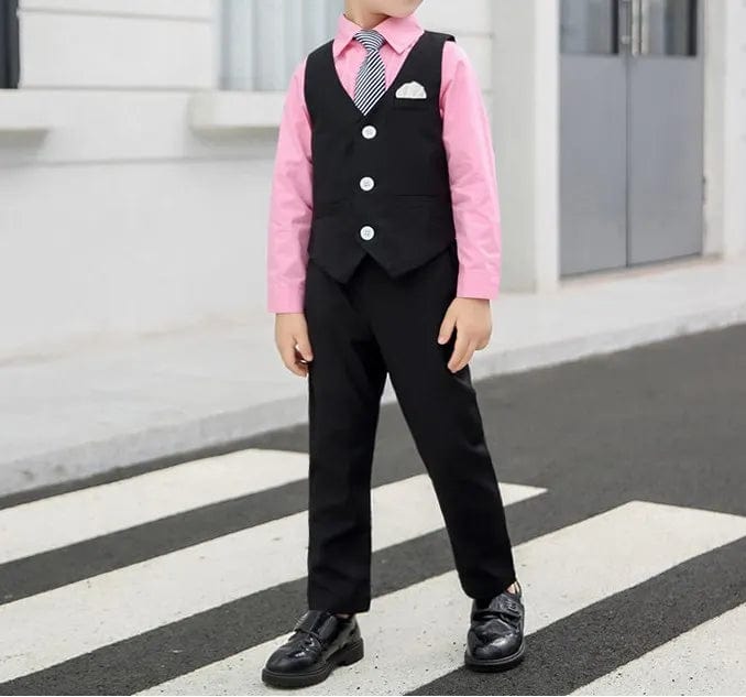 Wedding Suit For Boys Children White Jacket Vest Pants Bowtie 4PCS Photograph Suit Gentleman Kids Birthday Ceremony Costume - SHOWLU FASHION STORE