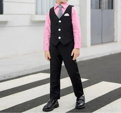 Wedding Suit For Boys Children White Jacket Vest Pants Bowtie 4PCS Photograph Suit Gentleman Kids Birthday Ceremony Costume - SHOWLU FASHION STORE