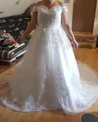 White Off the Shoulder Vestido De Noiva Wedding Dress Custom - made Plus Size Vestidos De Novia Bridal Tulle Mariage - SHOWLU FASHION STORE