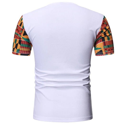 White Patchwork African Dashiki T Shirt - SHOWLU FASHION STORE