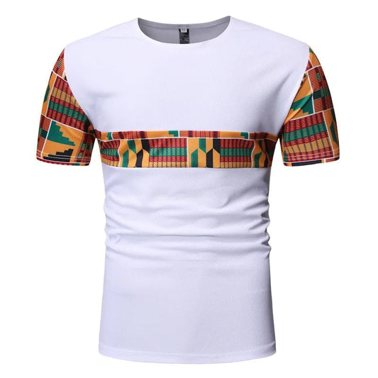 White Patchwork African Dashiki T Shirt - SHOWLU FASHION STORE