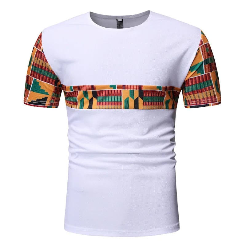 White Patchwork African Dashiki T Shirt - SHOWLU FASHION STORE