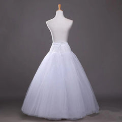 White Tulle Petticoat for A Line Style Wedding Dress 4 - Layers No Hoops Bridal Wedding Accessories Long Petticoats Underskirt - SHOWLU FASHION STORE