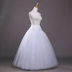 White Tulle Petticoat for A Line Style Wedding Dress 4 - Layers No Hoops Bridal Wedding Accessories Long Petticoats Underskirt - SHOWLU FASHION STORE