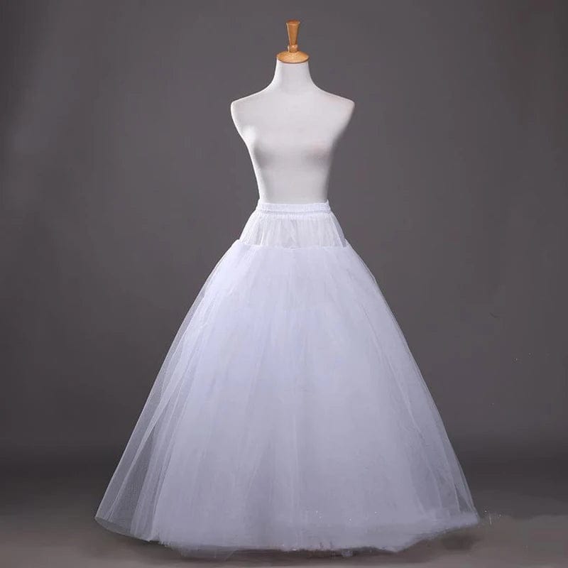 White Tulle Petticoat for A Line Style Wedding Dress 4 - Layers No Hoops Bridal Wedding Accessories Long Petticoats Underskirt - SHOWLU FASHION STORE