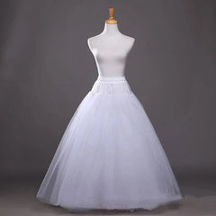 White Tulle Petticoat for A Line Style Wedding Dress 4 - Layers No Hoops Bridal Wedding Accessories Long Petticoats Underskirt - SHOWLU FASHION STORE