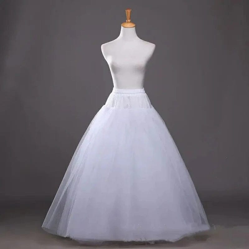 White Tulle Petticoat for A Line Style Wedding Dress 4 - Layers No Hoops Bridal Wedding Accessories Long Petticoats Underskirt - SHOWLU FASHION STORE