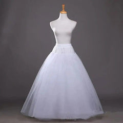 White Tulle Petticoat for A Line Style Wedding Dress 4 - Layers No Hoops Bridal Wedding Accessories Long Petticoats Underskirt - SHOWLU FASHION STORE