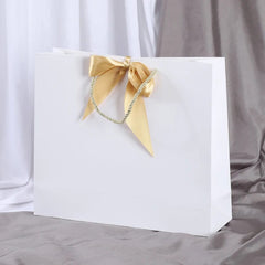 Wholesale Paper Gift Bags with Ribbon Bow Recycled Wedding Shopping Bags with Handles Clothing Cosmetic Jewelry Packaging Bags - SHOWLU FASHION STORE