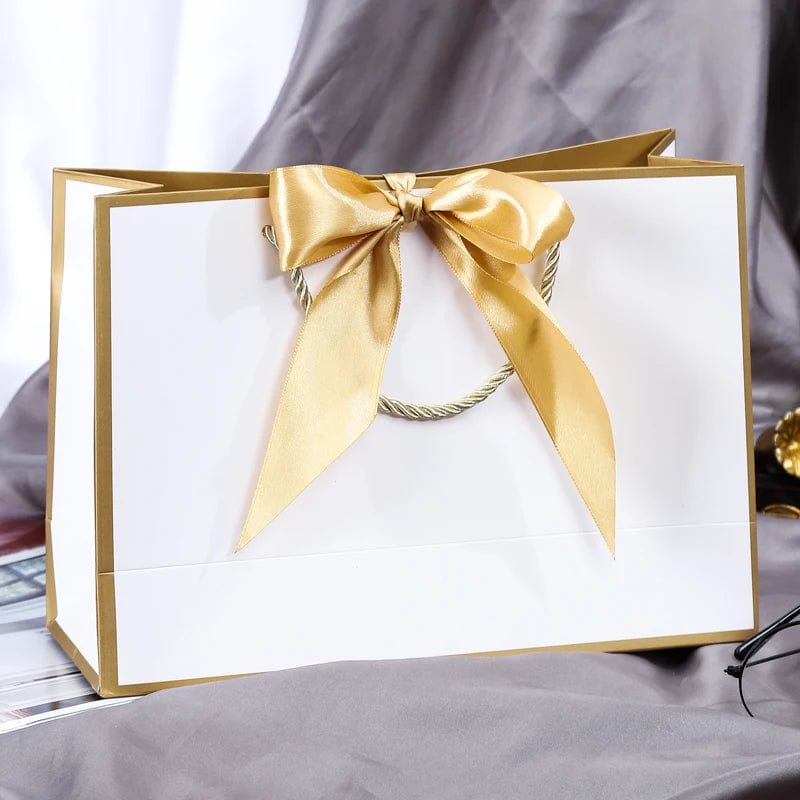 Wholesale Paper Gift Bags with Ribbon Bow Recycled Wedding Shopping Bags with Handles Clothing Cosmetic Jewelry Packaging Bags - SHOWLU FASHION STORE