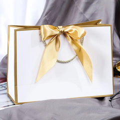 Wholesale Paper Gift Bags with Ribbon Bow Recycled Wedding Shopping Bags with Handles Clothing Cosmetic Jewelry Packaging Bags - SHOWLU FASHION STORE