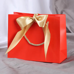 Wholesale Paper Gift Bags with Ribbon Bow Recycled Wedding Shopping Bags with Handles Clothing Cosmetic Jewelry Packaging Bags - SHOWLU FASHION STORE