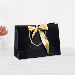 Wholesale Paper Gift Bags with Ribbon Bow Recycled Wedding Shopping Bags with Handles Clothing Cosmetic Jewelry Packaging Bags - SHOWLU FASHION STORE