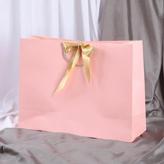 Wholesale Paper Gift Bags with Ribbon Bow Recycled Wedding Shopping Bags with Handles Clothing Cosmetic Jewelry Packaging Bags - SHOWLU FASHION STORE