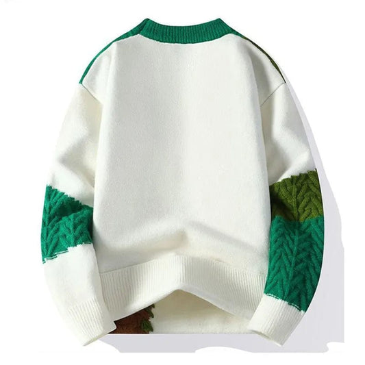 Winter Fashion Sweater Men Patchwork Casual Knit Pullovers Mens Thick Warm Harajuku Loose Knitted Sweaters O - Neck Streetwear Man - SHOWLU FASHION STORE