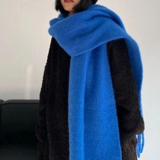 Winter Scarf Women Luxury Autumn Winter Cashmere Scarf Thickened Warm Shawl Classic Tassels Fluffy Scarf Solid Color Soft Shawl - SHOWLU FASHION STORE