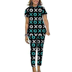Women African Clothes Short Sleeve Tops Patch Pants Nigerian Fashion Lady's Ankara Outfits Festival Occasion Wear - SHOWLU FASHION STORE
