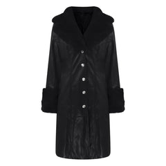Women Coat Fashion Casual Solid Color Long Sleeve Pu Leather Fur Turn Down Collar Zipper Warm Autumn Winter - SHOWLU FASHION STORE