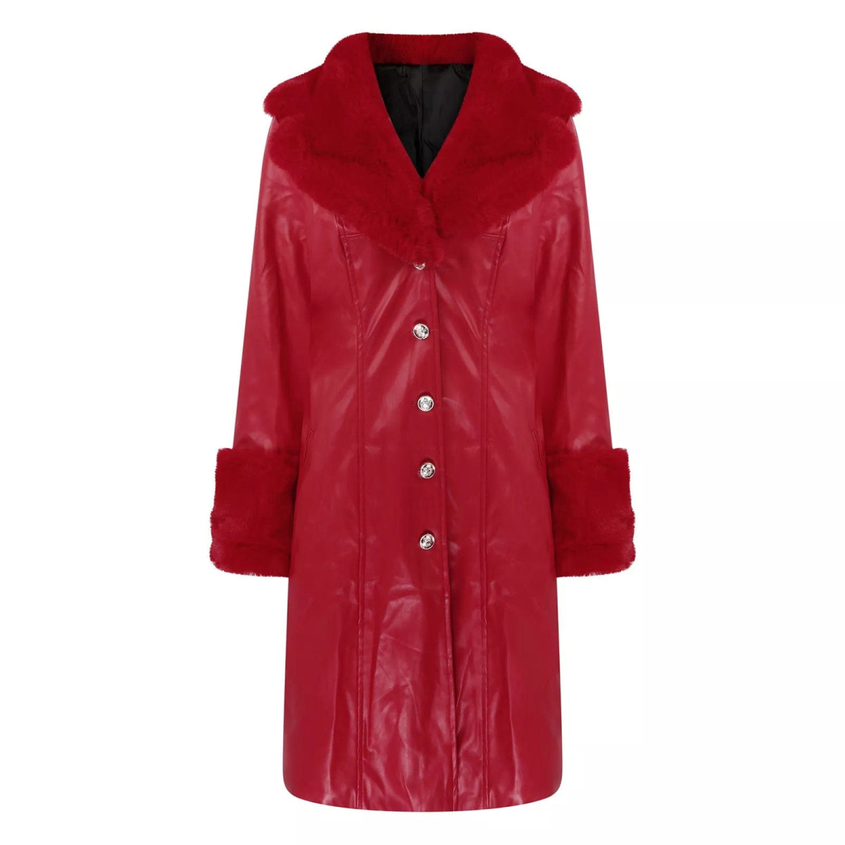 Women Coat Fashion Casual Solid Color Long Sleeve Pu Leather Fur Turn Down Collar Zipper Warm Autumn Winter - SHOWLU FASHION STORE