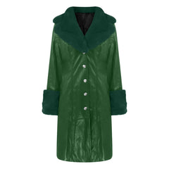 Women Coat Fashion Casual Solid Color Long Sleeve Pu Leather Fur Turn Down Collar Zipper Warm Autumn Winter - SHOWLU FASHION STORE