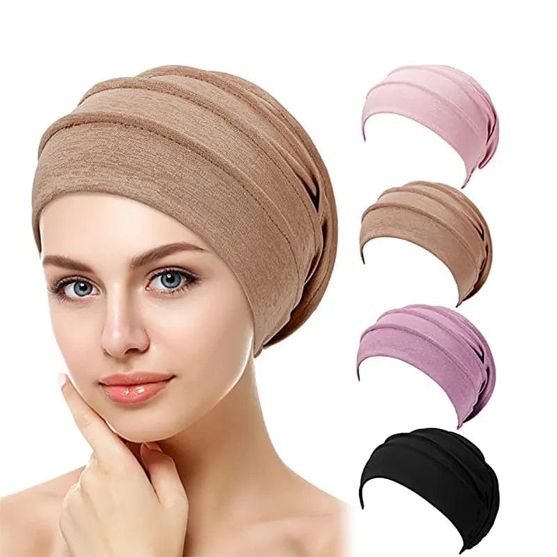 Women Cotton Slouch Beanie Chemo Cap Solid Color Bonnet Inner Hijabs Cap Muslim Head Wraps Femme Wrap Head Elastic Turban Hat - SHOWLU FASHION STORE