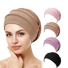 Women Cotton Slouch Beanie Chemo Cap Solid Color Bonnet Inner Hijabs Cap Muslim Head Wraps Femme Wrap Head Elastic Turban Hat - SHOWLU FASHION STORE