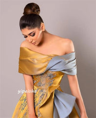 Women Elegant Off - the - shoulder A - line Party Dress Paillette /Sequins Floor length Satin Evening فساتين quinceanera - SHOWLU FASHION STORE