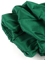 Women Jumpsuits Shiny Skew Collar Puff Sleeves High Waist One Piece Slim Elegant Office Ladies Summer Fashion Party Elegant New - SHOWLU FASHION STORE