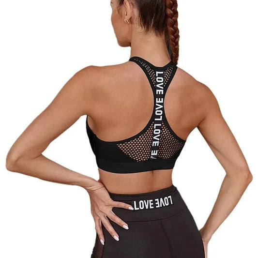 Women Sport Bra Fitness Letters Yoga Bra Cup Running Yoga Gym Fitness Crop Top Women Push Up Bralette Sports Bras - SHOWLU FASHION STORE