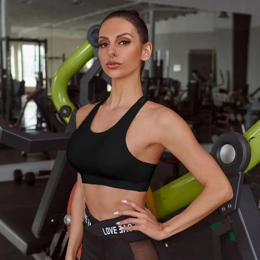 Women Sport Bra Fitness Letters Yoga Bra Cup Running Yoga Gym Fitness Crop Top Women Push Up Bralette Sports Bras - SHOWLU FASHION STORE