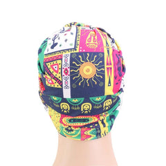 Women tie Turban Hat bohemian style cotton top knot turban african twist headwrap Ladies Hair Accessories India Hat Chemo Cap - SHOWLU FASHION STORE