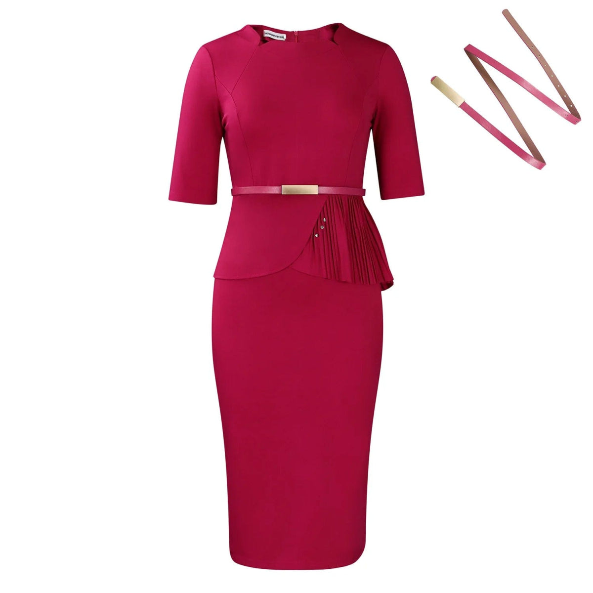 Women's 2024 summer new fashion solid color commute Hip wrap Dresses - SHOWLU FASHION STORE