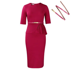Women's 2024 summer new fashion solid color commute Hip wrap Dresses - SHOWLU FASHION STORE