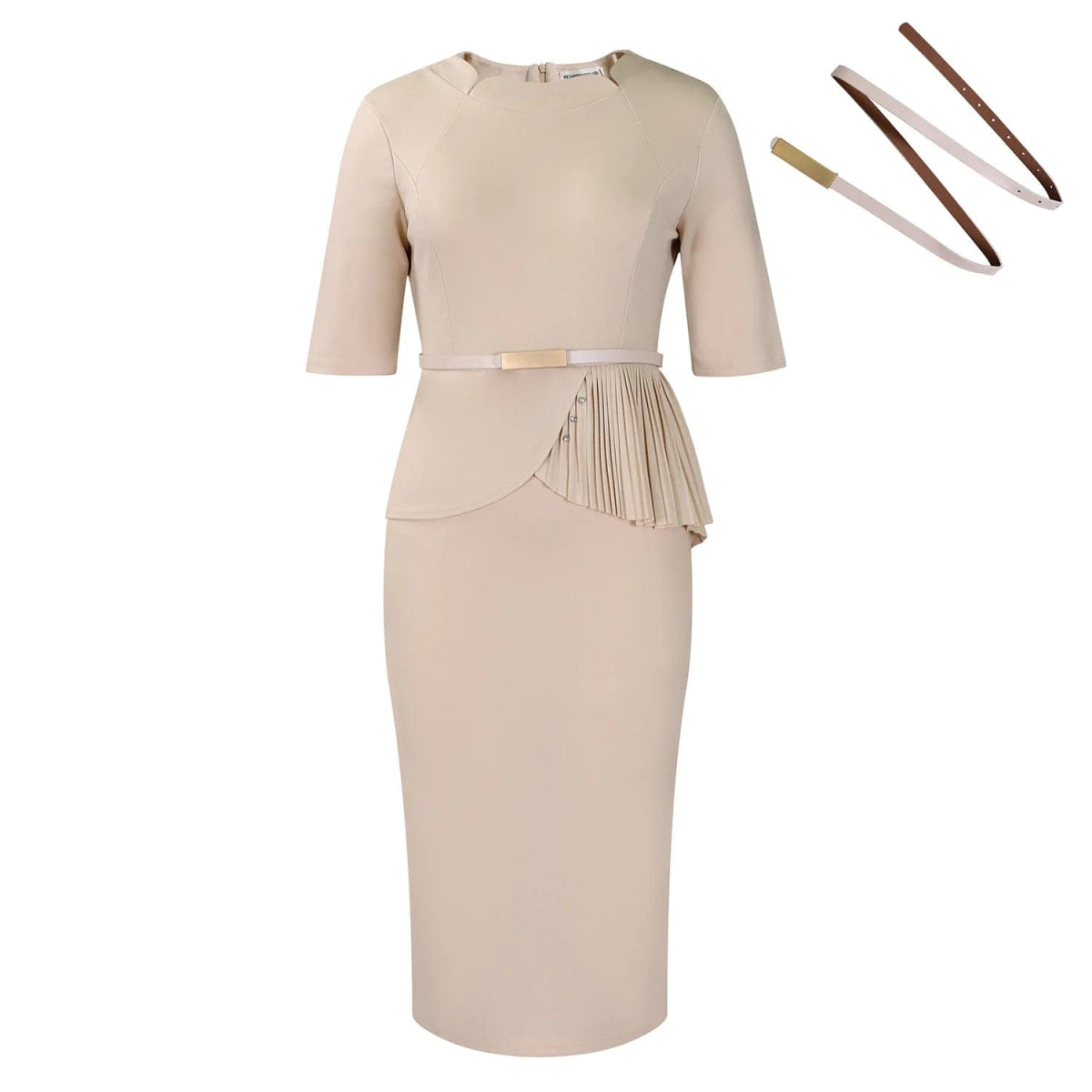 Women's 2024 summer new fashion solid color commute Hip wrap Dresses - SHOWLU FASHION STORE