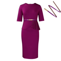 Women's 2024 summer new fashion solid color commute Hip wrap Dresses - SHOWLU FASHION STORE