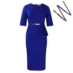 Women's 2024 summer new fashion solid color commute Hip wrap Dresses - SHOWLU FASHION STORE