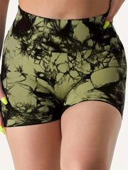 Women's 3 - Piece Tie - Dye Hip Lift Yoga Shorts Exercise High - Waisted Pleated Hip Lift Pants - SHOWLU FASHION STORE