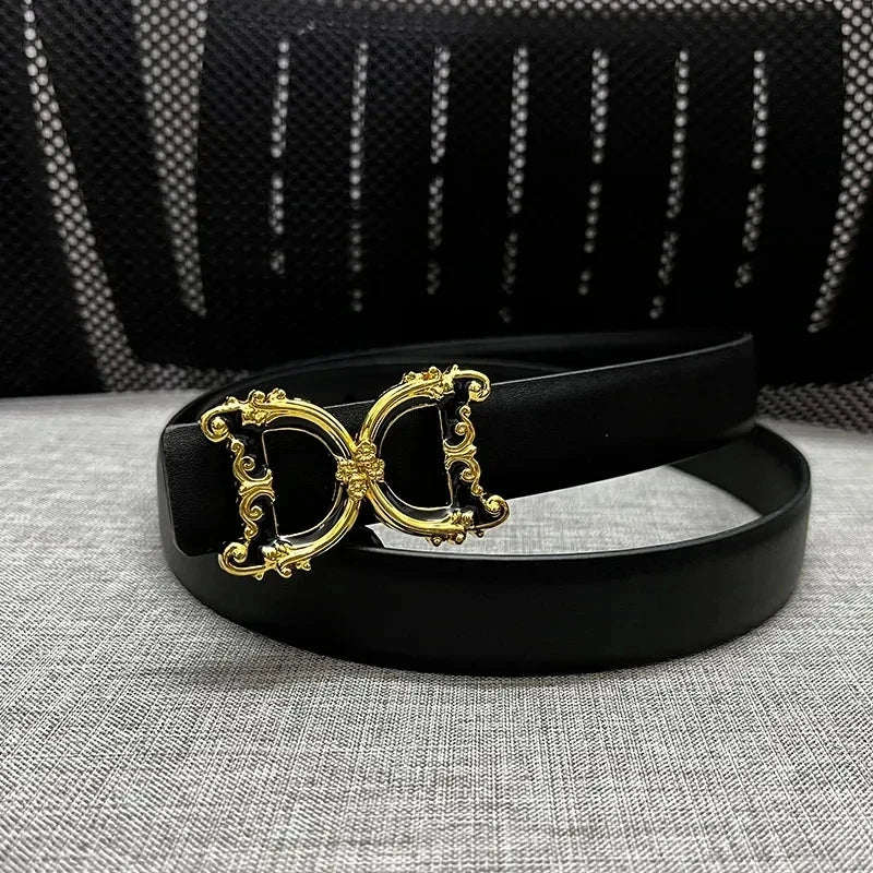 Women's Belt Luxury Brand Thick Double Sided Belt for Women Design Elegant 2.5cm Wide Female Belt - SHOWLU FASHION STORE