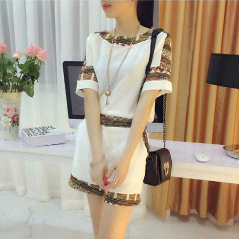 Women's Casual Cotton Suit 2022 New Summer Fashion High Waist And Off - shoulder Short Sleeve Top Wide Leg Shorts 2 Two Piece Set - SHOWLU FASHION STORE