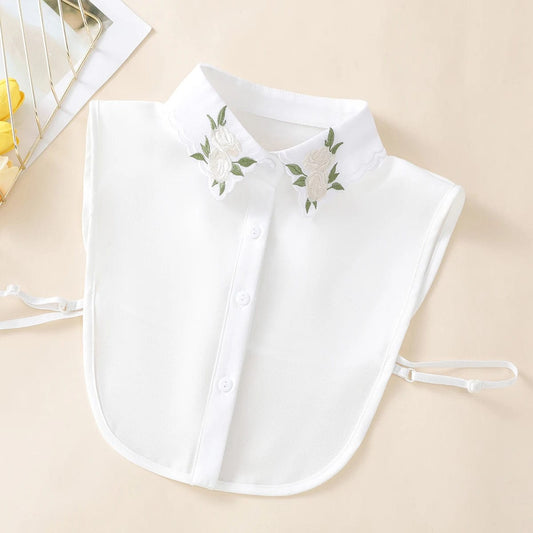 Women's Embroidered Apricot Rose Collar with Sweater Dase shirt, Versatile and Detachable decorative Chiffon Fake Collar - SHOWLU FASHION STORE