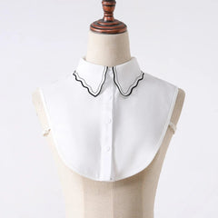 Women's Fashion Embroidered Chiffon Fake Collar with Black Edge Wave Embroidered Collar Paired with Sweater Shirt Versatile Coll - SHOWLU FASHION STORE