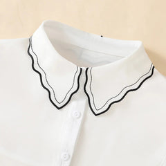 Women's Fashion Embroidered Chiffon Fake Collar with Black Edge Wave Embroidered Collar Paired with Sweater Shirt Versatile Coll - SHOWLU FASHION STORE