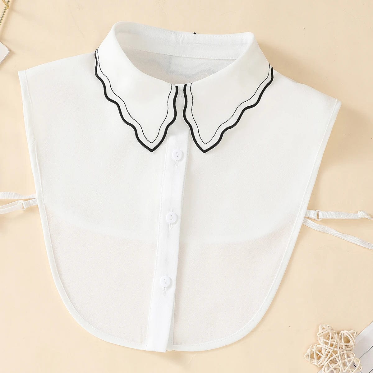 Women's Fashion Embroidered Chiffon Fake Collar with Black Edge Wave Embroidered Collar Paired with Sweater Shirt Versatile Coll - SHOWLU FASHION STORE