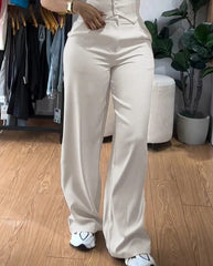 Women's Fashion Sweet Pants Sets 2 Piece Thick Strap Button Front Slim Fit Tank Top High Waist Wide Leg Pants Casual Outfit Set - SHOWLU FASHION STORE