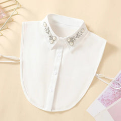 Women's Handmade Nail Half Round Bead Pointed Neck Chiffon Fake Collar Versatile Decoration Half Shirt Style Fake Collar - SHOWLU FASHION STORE
