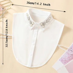 Women's Handmade Nail Half Round Bead Pointed Neck Chiffon Fake Collar Versatile Decoration Half Shirt Style Fake Collar - SHOWLU FASHION STORE