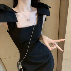 Women's Square Collar Slimming Sleeveless Chic Dress - SHOWLU FASHION STORE