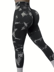 Women's Tie - Dye Seamless Peach Butt High Waist Butt Pants Stretch Fitness Yoga Pants - SHOWLU FASHION STORE
