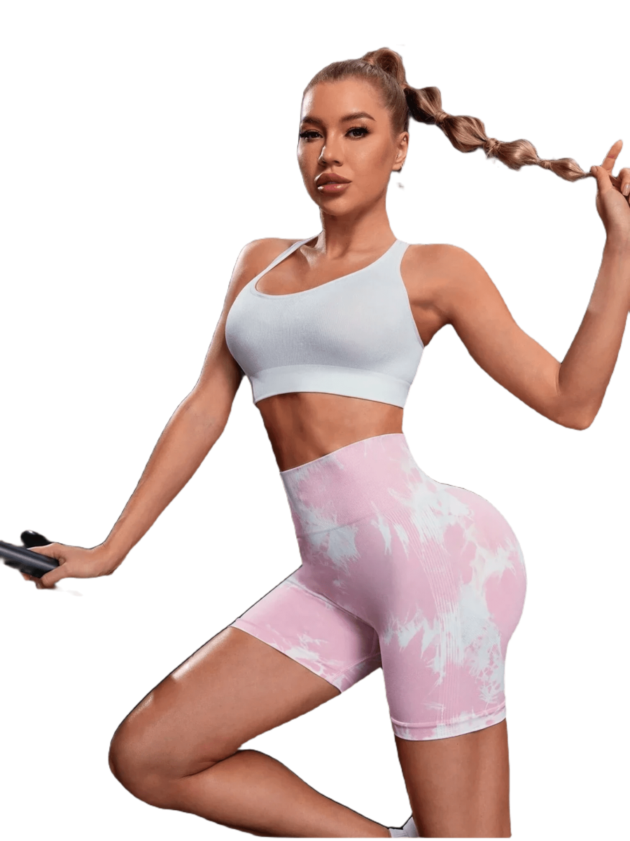 Yoga Basic Tie - Dye Shorts, Butt Lift, Tummy Control, High Waist Sports Yoga Leggings Booty Shorts - SHOWLU FASHION STORE
