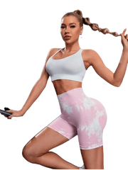 Yoga Basic Tie - Dye Shorts, Butt Lift, Tummy Control, High Waist Sports Yoga Leggings Booty Shorts - SHOWLU FASHION STORE
